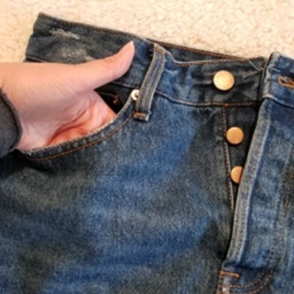 Bershka Button-Up Medium Rinse Denim Skirt - Picture 3 of 5